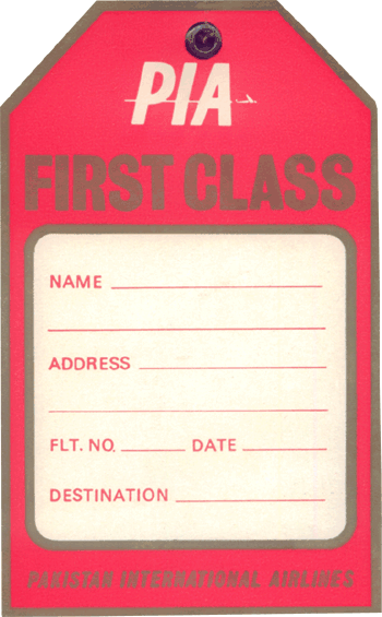 PIA First Class Cabin Baggage Tag