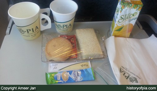 PIA Economy Class meal